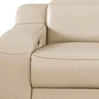 103" Beige Italian Leather Reclining USB Sofa