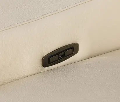 129" Beige Italian Leather Reclining USB Sofa