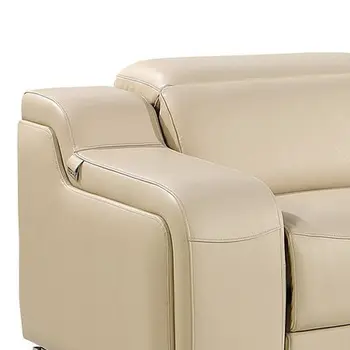 169" Beige Italian Leather Reclining USB Sofa