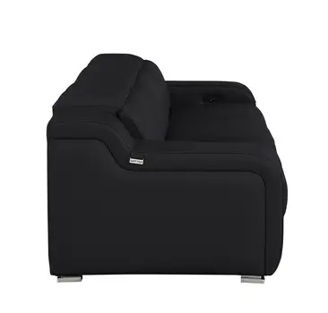 103" Black Italian Leather Reclining USB Sofa
