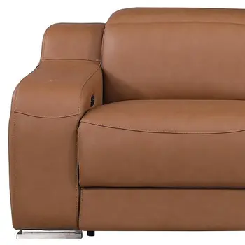 103" Chestnut Italian Leather Reclining USB Sofa