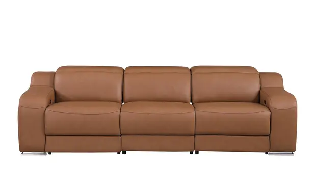 103" Chestnut Italian Leather Reclining USB Sofa