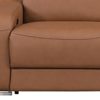 103" Chestnut Italian Leather Reclining USB Sofa