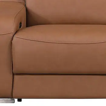 103" Chestnut Italian Leather Reclining USB Sofa