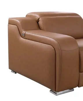 103" Chestnut Italian Leather Reclining USB Sofa