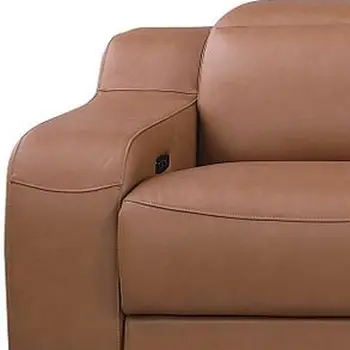 169" Chestnut Italian Leather Reclining USB Sofa