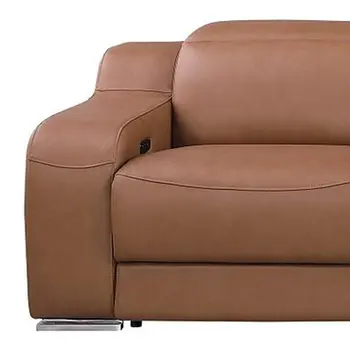 169" Chestnut Italian Leather Reclining USB Sofa