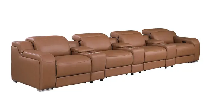 169" Chestnut Italian Leather Reclining USB Sofa