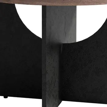 18" Light Brown and Black Wood Round Cross Legs End Table