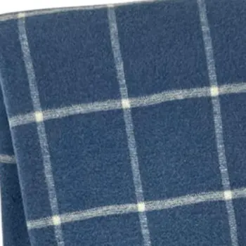 50" X 67" Denim Blue And White Cotton Blend Woven Plaid Throw Blanket with Fringe