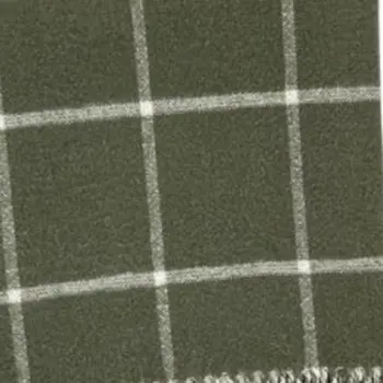 50" X 67" Olive Green And White Cotton Blend Woven Plaid Throw Blanket with Fringe