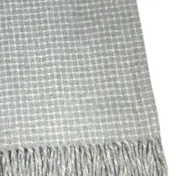50" X 67" Light Gray And Cream Cotton Blend Woven Plaid Throw Blanket with Fringe