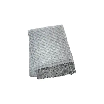 50" X 67" Gray Cotton Blend Woven Throw Blanket with Fringe