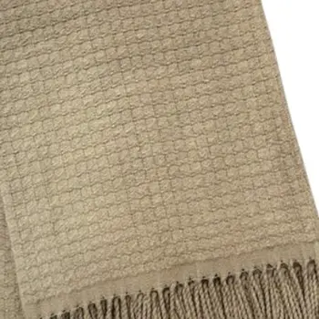 50" X 67" Sand Cotton Blend Woven Throw Blanket with Fringe