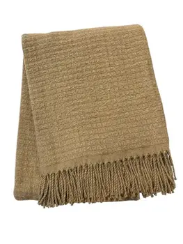 50" X 67" Stone Cotton Blend Woven Throw Blanket with Fringe