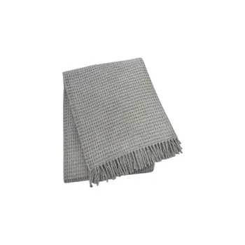 55" X 70" Light Gray Cotton Blend Waffle Weave Throw Blanket with Fringe