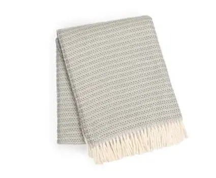 55" X 70" Slate Blue Cotton Blend Woven Plush Throw Blanket with Fringe