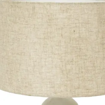 18" Distressed White Marble Round Table Lamp With White Drum Shade