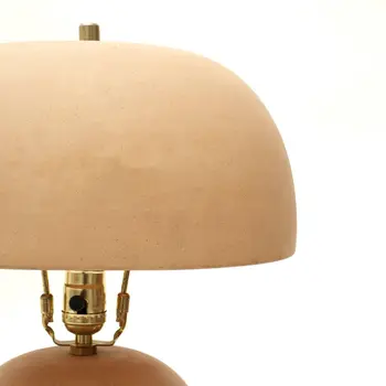 25" Distressed Beige Ceramic Table Lamp With Beige Drum Shade