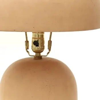 25" Distressed Beige Ceramic Table Lamp With Beige Drum Shade