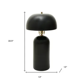 23" Distressed Black Ceramic Table Lamp With Black Drum Shade