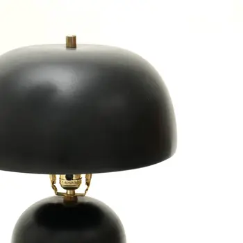 23" Distressed Black Ceramic Table Lamp With Black Drum Shade