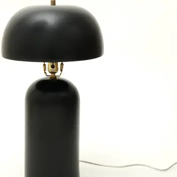 23" Distressed Black Ceramic Table Lamp With Black Drum Shade