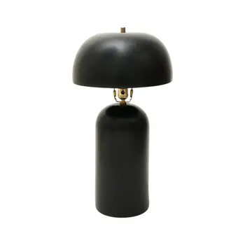 23" Distressed Black Ceramic Table Lamp With Black Drum Shade