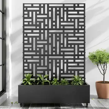 47" Black Metal Indoor Outdoor Rectangular Planter Box