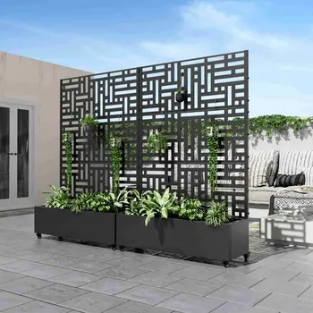 47" Black Metal Indoor Outdoor Rectangular Planter Box