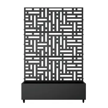 47" Black Metal Indoor Outdoor Rectangular Planter Box