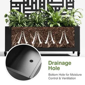 47" Black Metal Indoor Outdoor Rectangular Planter Box