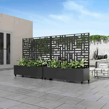47" Black Metal Indoor Outdoor Rectangular Planter Box