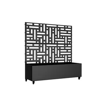 47" Black Metal Indoor Outdoor Rectangular Planter Box