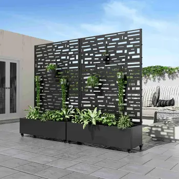 47" Black Metal Indoor Outdoor Rectangular Planter Box