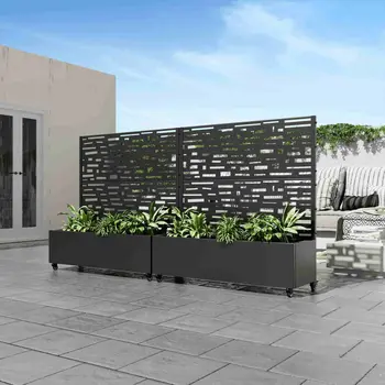 47" Black Metal Indoor Outdoor Rectangular Planter Box
