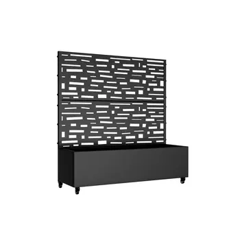 47" Black Metal Indoor Outdoor Rectangular Planter Box
