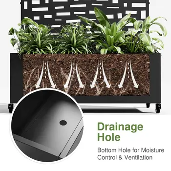 47" Black Metal Indoor Outdoor Rectangular Planter Box