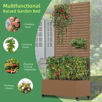 35" Brown Metal Indoor Outdoor Rectangular Planter Box