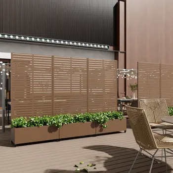 35" Brown Metal Indoor Outdoor Rectangular Planter Box