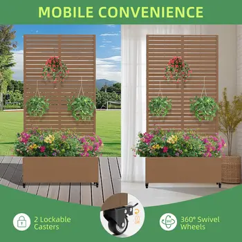 35" Brown Metal Indoor Outdoor Rectangular Planter Box