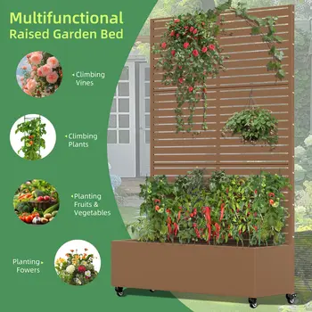 47" Brown Metal Indoor Outdoor Rectangular Planter Box