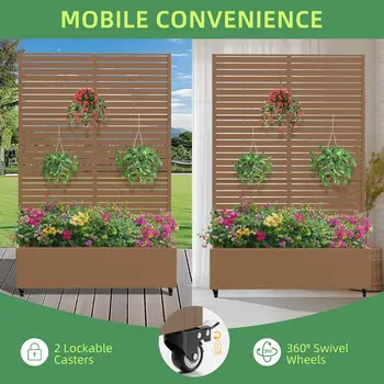 47" Brown Metal Indoor Outdoor Rectangular Planter Box