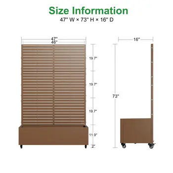 47" Brown Metal Indoor Outdoor Rectangular Planter Box