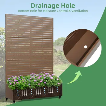 47" Brown Metal Indoor Outdoor Rectangular Planter Box