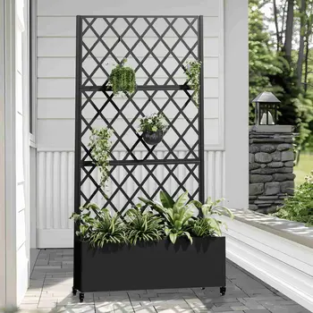 35" Black Metal Indoor Outdoor Rectangular Planter Box