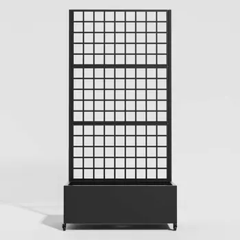 35" Black Metal Indoor Outdoor Rectangular Planter Box