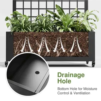 35" Black Metal Indoor Outdoor Rectangular Planter Box