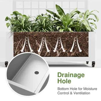 35" White Metal Indoor Outdoor Rectangular Planter Box