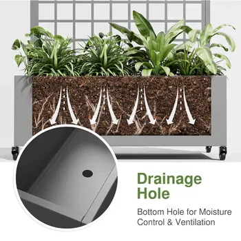 35" Gray Metal Indoor Outdoor Rectangular Planter Box